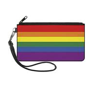 Buckle-Down Billetera, cierre con cremallera, bandera del orgullo arco iris, lona, Pride, 6.5" x 3.5"
