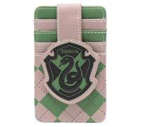 Buckle-Down Billetera de Harry Potter, tarjetero de identificación de personajes, escudo de Harry Potter Slytherin gris/verde, cuero vegano