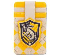 Buckle-Down Billetera de Harry Potter, tarjetero de identificación de personajes, escudo de Harry Potter Hufflepuff bronceado/amarillo, cuero vegano