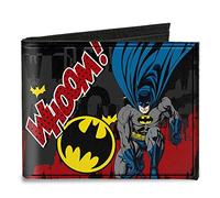 Buckle-Down Billetera Plegable de Lona para Hombre, diseño de Batman Action Poses Whoom! Gris/Negro/Rojo, Multicolor, 4.0 x 3.5 US
