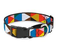 Buckle-Down - Bloques geométricos Triangulares Multicolor para Perro Martingale, 3,8 cm de Ancho, Cuello Mediano, 40,64 cm