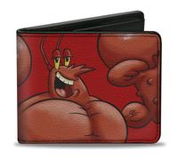 Buckle-Down Bob Esponja SquarePants Billetera, plegable, Bob Esponja Squarepants Larry the Lobster Flex Pose Rojo, Cuero Vegano, Rojo -, 4.0" x 3.5", Casual