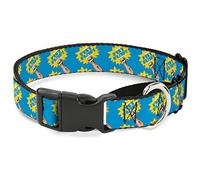 Buckle-Down - Bomba de puño para bebé, Color Azul/Amarillo, Collar de Perro Martingale, 2,5 cm de Ancho, Cuello Grande de 15-26 Pulgadas