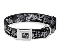 Buckle-Down Born To Raise Hell - Collar para Perro, Color Negro y Blanco, Talla pequeña, Talla 36-46 cm