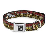 Buckle-Down Born To Raise Hell - Collar para Perro, Color Rojo, Ancho Grande, 45,7-81,2 cm