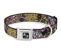 Buckle-Down Born To Raise Hell - Collar para Perro, Color Rosa, Talla pequeña, 33-45 cm