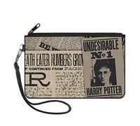 Buckle-Down Buckle-Down - Cartera con cremallera de Harry Potter, accesorio grande, Harry Potter, 8 x 5 pulgadas, Titulares de periódicos de Harry Potter indeseable n.º 1, L