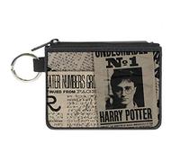 Buckle-Down Buckle-Down - Cartera con cremallera de Harry Potter, accesorio grande, Harry Potter, 8 x 5 pulgadas, Titulares de periódicos de Harry Potter indeseable n.º 1, XS