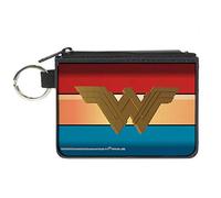 Buckle-Down Buckle-Down - Cartera con cremallera para mujer, accesorio grande, mujer maravilla, 8 x 5 pies, Wonder Woman 2017 Icon Stripe Rojo/Dorado/Azul, XS