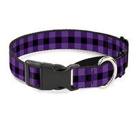 Buckle-Down Buffalo Plaid Negro/Morado Martingale Collar de Perro, 1" de Ancho Fit 9 - 15 Pulgadas Cuello pequeño