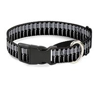 Buckle-Down Bullets - Cuello para Perro, Color Negro/Gris, Talla Mediana de 28 a 43 cm