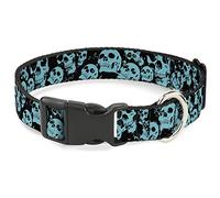 Buckle-Down Calaveras apiladas de Color Negro/Verde Azulado plástico Clip Collar, 1/2" de Ancho Fit 9 - 15 Pulgadas Cuello - Grande