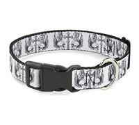 Buckle-Down - Calaveras con alas, Color Blanco y Negro, de plástico, con Clip, 3,8 cm, Ancho, Cuello de 45,7 a 81,2 cm