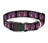 Buckle-Down - Calaveras con alas, Color Negro y Rosa, de plástico, con Clip, 3,81 cm, para Cuello, Talla pequeña, de 33 a 46 cm
