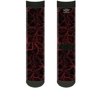 Buckle-Down Calcetines unisex para adultos, mármol negro/rojo, cuello redondo