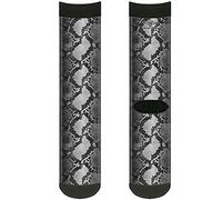 Buckle-Down Calcetines unisex para adultos, piel de serpiente, 3 grises, multicolor, tripulación