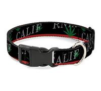 Buckle-Down California/Pot Hoja Negro/Rojo/Verde/Blanco Plástico Clip Collar, 1" Wide-Fits 11-17" Cuello Mediano
