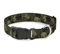 Buckle-Down Camo - Collar con Clip de plástico de Calavera de Oliva, 1/2" de Ancho, para Cuello de 22,86 a 38,1 cm