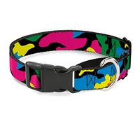 Buckle-Down Camo Multi Neon Martingale Collar para Perro, 2,5 cm de Ancho, para Cuello Mediano, de 28 a 43 cm