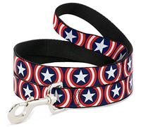 Buckle Down "Capitán América Shield Repetir Navy Pet Leash, 6 'x 1.5"