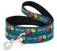 Buckle-Down Cars 3 Lightning Mcqueen/Cruz Ramirez Pose Race Ready Azul/Amarillo/Rojo Pet Leash, 4 '-1.5"