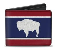 Buckle-Down Cartera Bifold para Hombre Wyoming Bison, Multi, 4 x 3.5 Pulgadas, Multi, 4 x 3.5 Pulgadas, Billetera Bifold con Hebillas Wyoming Bison