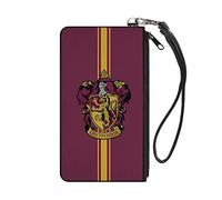 Buckle-Down Cartera con cremallera Harry Potter, accesorio grande, Harry Potter, 8 x 5 pulgadas, Gryffindor Crest - Rayas verticales color borgoña/dorado, 8" x 5"