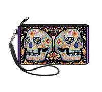 Buckle-Down Cartera con Cremallera Thaneeya Sugar Skulls, Accesorio Grande, Calaveras de azúcar de Thaneeya, 8 x 5 Pulgadas, Multicolor, 6.5 x 3.5 Pulgadas