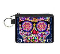 Buckle-Down Cartera con Cremallera Thaneeya Sugar Skulls, Accesorio Grande, Calaveras de azúcar Thaneeya, 8 x 5 Pulgadas, Multicolor, 4.25 x 3.25 Pulgadas