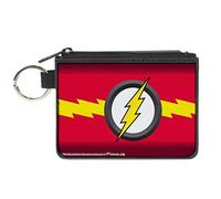 Buckle-Down Cartera con cremallera The Flash accesorio grande, The Flash, 8 x 5 pulgadas, The Flash Icon Bolt Stripe Rojo/Amarillo/Gris/Blanco, XS