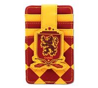 Buckle-Down Cartera de Harry Potter, tarjetero de identificación de personajes, escudo de Harry Potter Gryffindor rojo/amarillo, cuero vegano