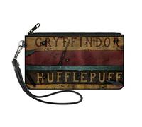 Buckle-Down Cartera de lona con cremallera, Banderas quemadas de Gryffindor y Hufflepuff, L