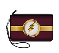 Buckle-Down Cartera de lona con cremallera, The Flash Logo10 Stripe Borgoña Dorado/Blanco, S