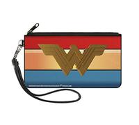 Buckle-Down Cartera de lona con cremallera, Wonder Woman 2017 Icon Stripe Rojo/Dorado/Azul, S