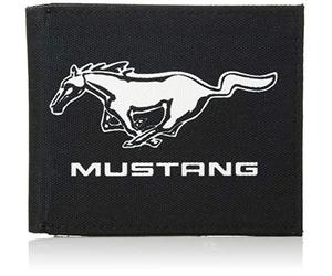 Buckle Down Cartera de Lona para Adultos Unisex Bi-Fold Ford Mustang Black/White Logo Center de Doble Pliegue