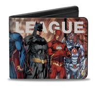 Buckle-Down - Cartera de PU con Dos Solapas - The New 52 Justice League #1 7-Superhero Variant Cover Group Pose