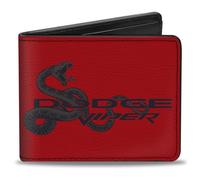Buckle-Down Cartera Dodge, plegable, logotipo de serpiente Dodge Viper rojo, negro y gris, cuero vegano