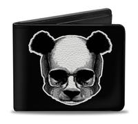 Buckle-Down Cartera para hombre, plegable, calaveras de panda, cuero vegano, 4 x 3.5 pulgadas, Panda, 4.0" x 3.5", Buckle-down Billetera, plegable, calaveras de panda, cuero vegano