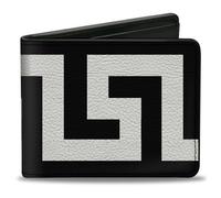 Buckle-Down Cartera para hombre, plegable, llave griega negra y blanca, cuero vegano, 4 x 3.5 pulgadas, Llave griega, 4.0" x 3.5", Buckle-down Billetera, plegable, llave griega negra y blanca, cuero