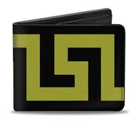 Buckle-Down Cartera para hombre, plegable, llave griega, verde oliva, cuero vegano, 4 x 3.5 pulgadas, Llave griega, 4.0" x 3.5", Buckle-down Billetera, plegable, llave griega, verde oliva, cuero