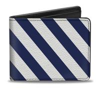 Buckle-Down Cartera para hombre, plegable, rayas diagonales blancas y azul real, cuero vegano, 4 x 3.5 pulgadas, Rayas, 4.0" x 3.5", Buckle-down Billetera, plegable, rayas diagonales blancas, azul