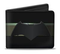Buckle-Down - Cartera Plegable de Poliuretano Plegable - Batman 2017 Icon/Stripe Black/Gold-Fade para Hombre