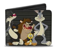 Buckle-Down Cartera Plegable Looney Tunes Accesorio de Viaje-Billetera, Negro, 4.0" x 3.5" para Hombre