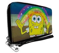 Buckle-Down Cartera rectangular con cremallera alrededor de PU para mujer, 19 x 11 cm, Spongebob Squarepants, 7.5"x4.5", Buckle-down Cartera rectangular con cremallera alrededor de poliuretano - Bob Esponja