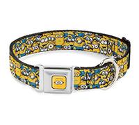 Buckle-Down Cartoon Minion Poses apilado Cinturón de Seguridad para Perro Collar, 1" x 11-17"/Mediano