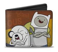 Buckle-Down Cartoon Network - Cartera plegable con billetera estándar y ranuras para tarjetas, Adventure Time Jake y Finn DUDES Righteous Pose multicolor, cuero vegano, Varios colores, 4.0" x 3.5",