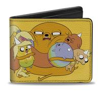 Buckle-Down Cartoon Network - Cartera plegable con billetera estándar y ranuras para tarjetas, Adventure Time Jake and Pups Worlds Greatest Dad Pose Amarillo, cuero vegano, amarillo, 4 x 3.5 pulgadas