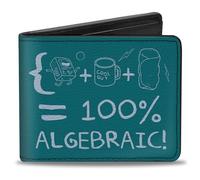 Buckle-Down Cartoon Network - Cartera plegable con billetera estándar y ranuras para tarjetas, Adventure Time 100% fórmula algebraica azul y blanco, cuero vegano, Azul, 4.0" x 3.5", Casual