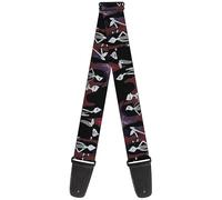 Buckle-Down Cartoon Network - Correa de guitarra Adventure Time Marceline Poses Collage rojos, 5 cm de ancho, Negro -, 2" Wide - 29-54" Length
