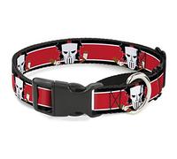 Buckle-Down Casey Jones - Collar de perro Martingale a rayas, negro/blanco/rojo, 1 pulgada, 11 a 17 pulgadas, mediano